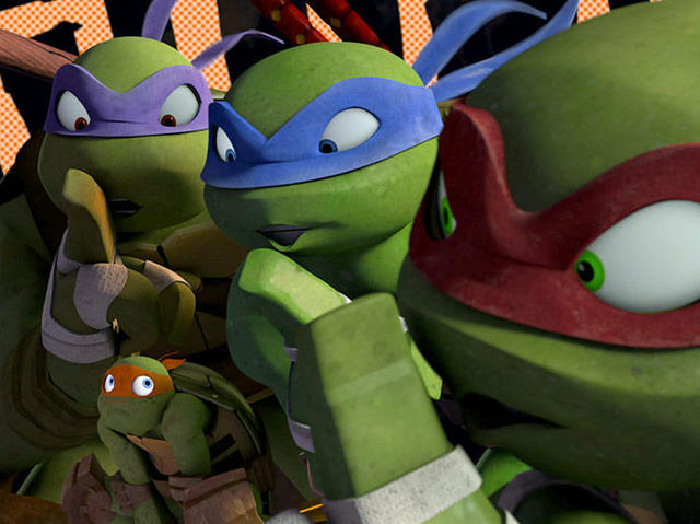 Nickelodeon-Cast-Of-Teenage-Mutant-Ninja-Turtles-Leonardo-Donatello-Michelangelo-Raphael-CGI-Animation-Nicktoon-Shh-Group-Pose-TMNT