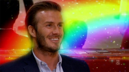 David Beckham visits "Hell's Kitchen" on a rainbow and a unicorn