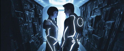 Olivia Wilde and Garrett Hedlund in "Tron Legacy"