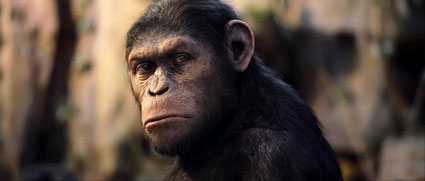 The ape Caesar in "Rise of the Planet of the Apes"
