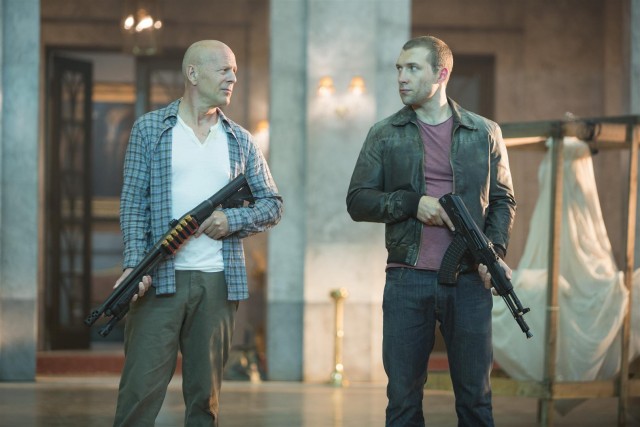 Bruce Willis and Jai Courtney in "A Good Day to Die Hard"