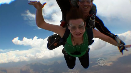 Rachel skydives on "The Amazing Race"